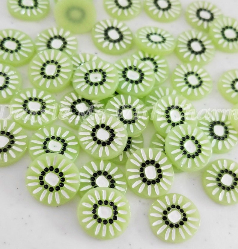 5pcs kiwi fruit slice flatback cabochon embellishments