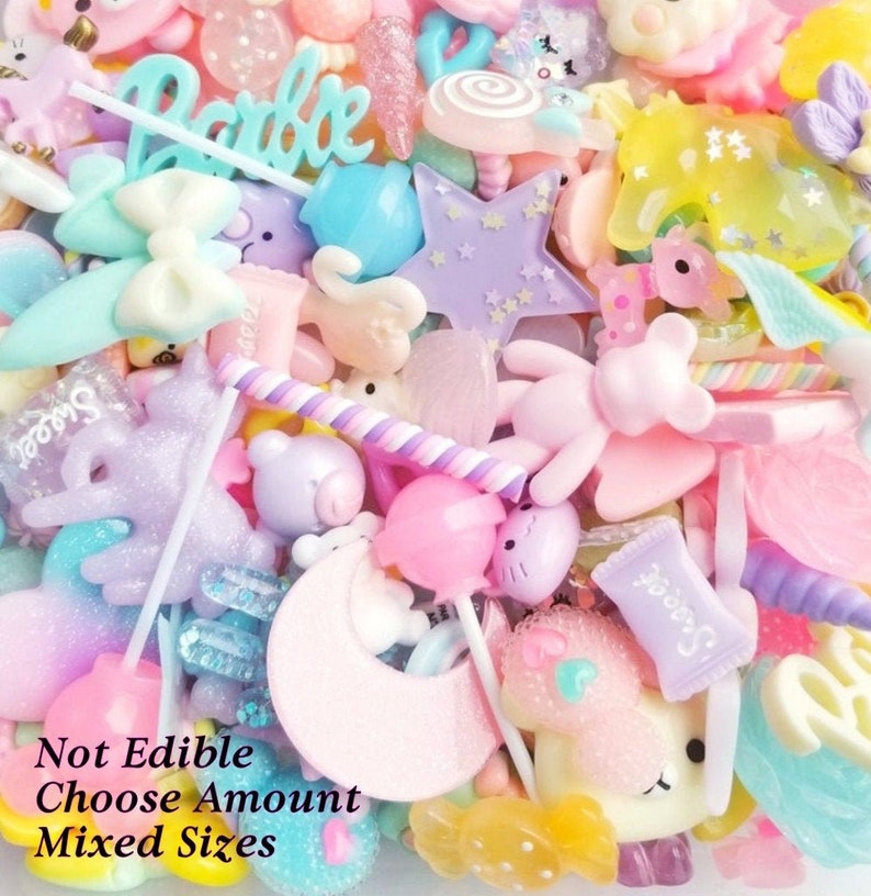 FAIRY KEI pastel cabochons mix resin flatback random mix *Not Edible* 