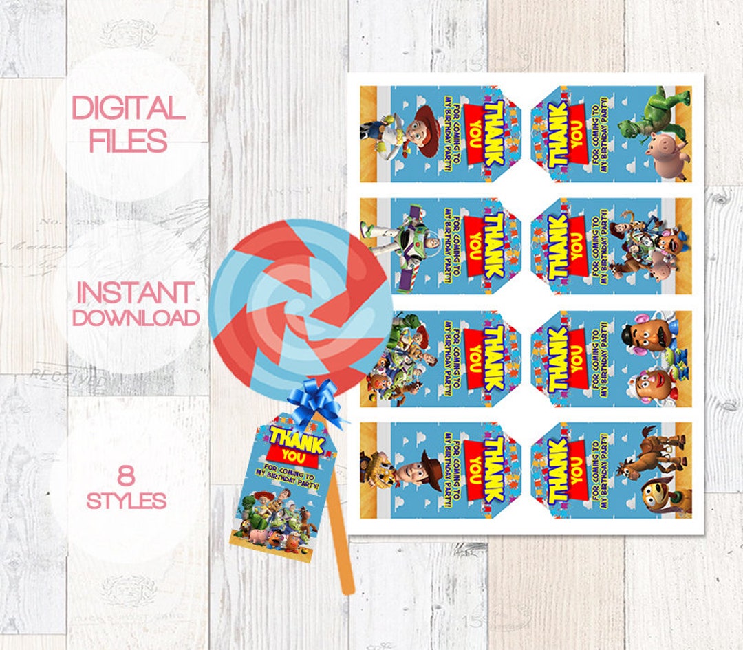 Toy Story Printable Birthday Tags toy Story Favor Tags Thank You Tags ...