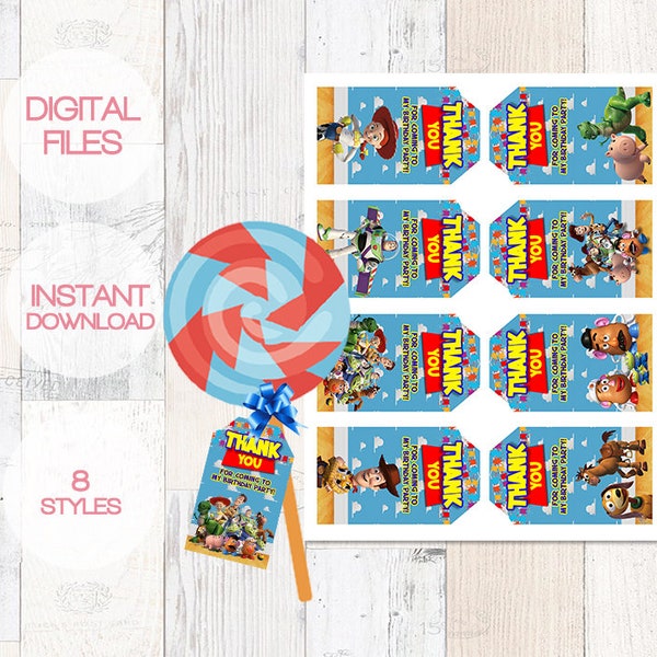 Toy Story Printable Birthday Tags -Toy Story Favor Tags - Thank you Tags - Toy Story thank you tags