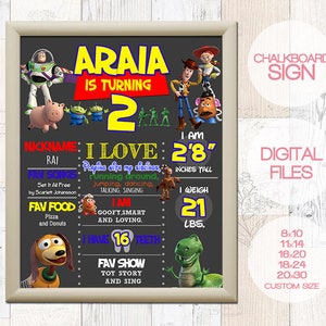 Toy Story Birthday Poster, Birthday Sign, Toy Story Chalkboard Poster, Digital First Birthday Poster