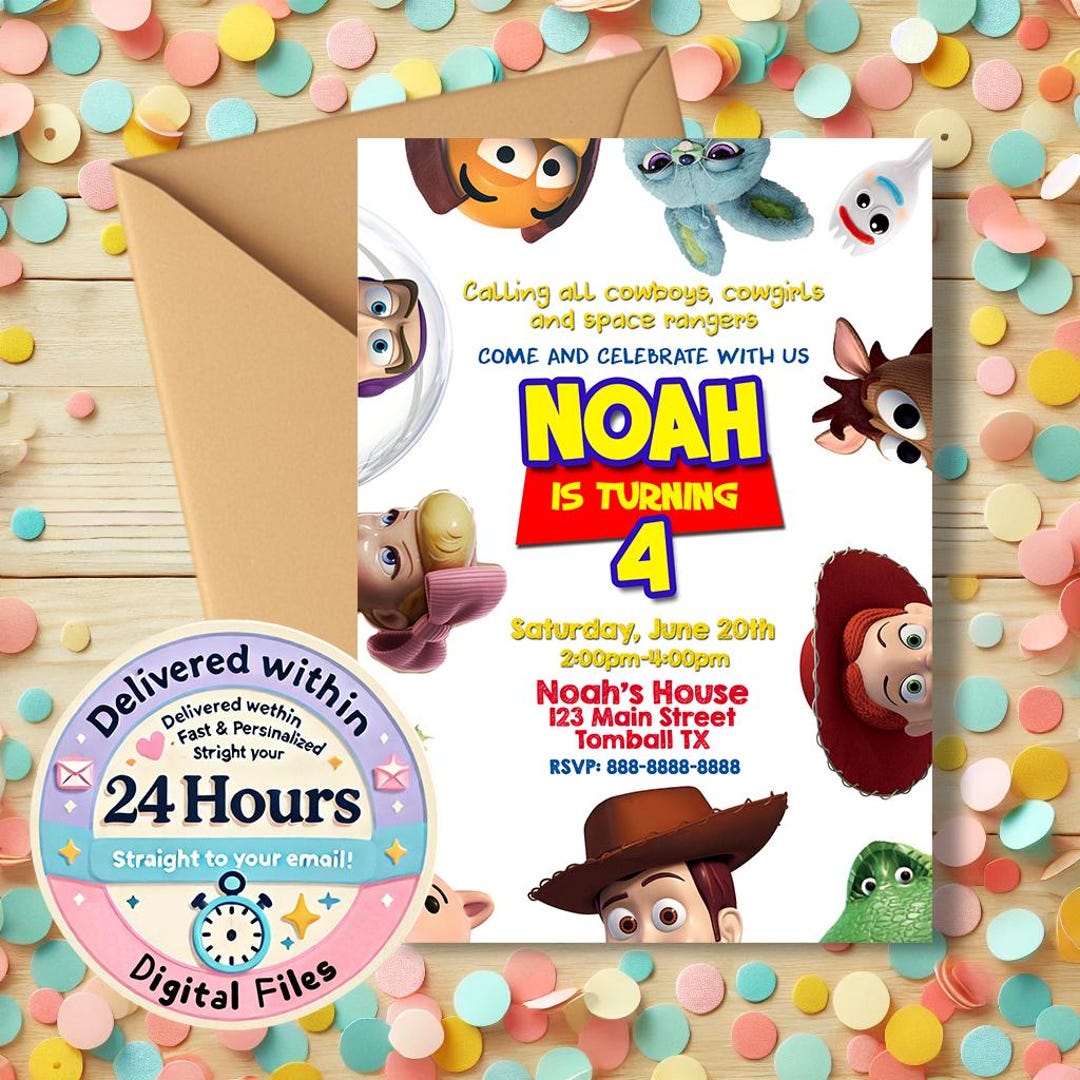 Toy Story Birthday Invitation Personalized Printable Party Invite