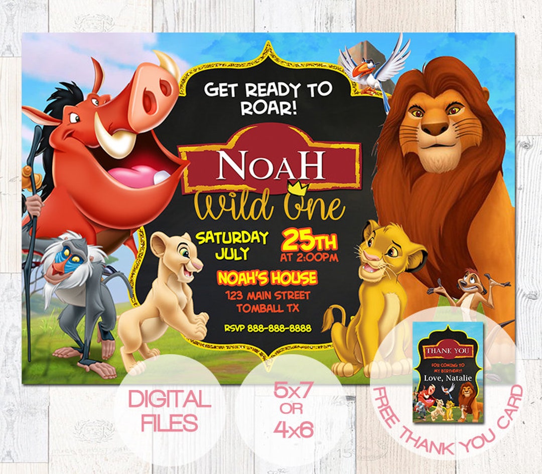 Carte Anniversaire Roi Lion Gratuite Invitations d'anniversaire du Roi Lion - Etsy Canada