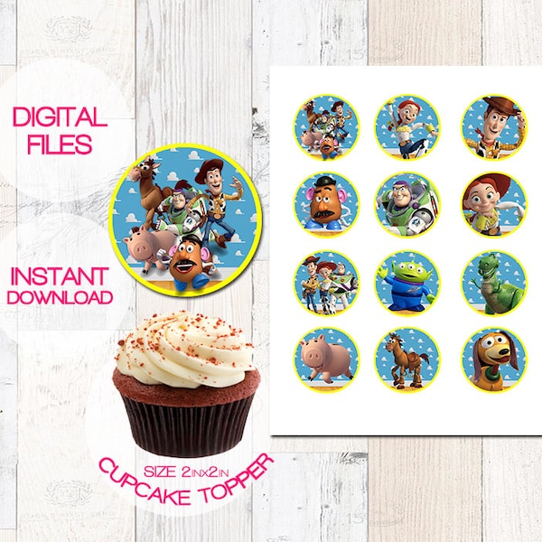 12 Toy Story  Cupcake Topper,  Toy Story Topper, Toy Story Birthday,  Toy Story Party