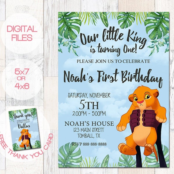 Custom The Lion King Invitation - Personalized Birthday Invite