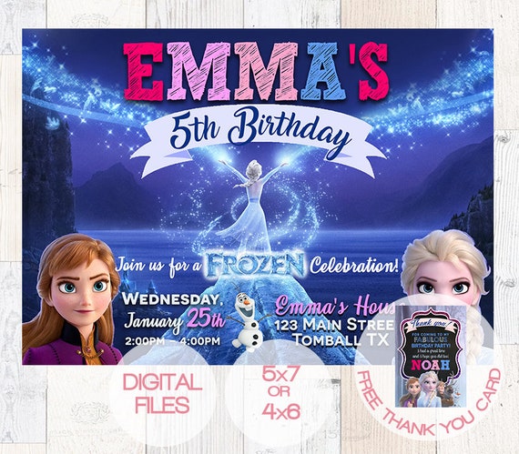Frozen 2 Movie Themed Birthday Invitation Printable Elsa and Anna Birthday Invitation Etsy