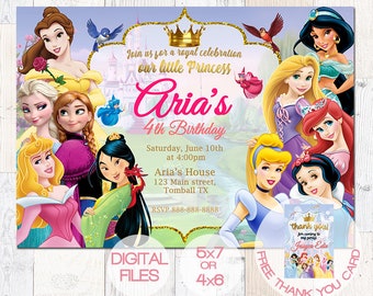 princess invitation - princess Birthday invitation - Princess Invitation - princess invite