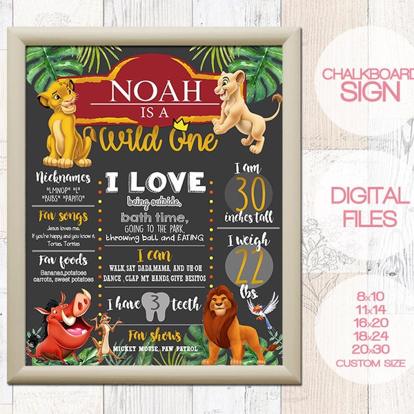 Lion King Poster, Lion King Sign, Lion King Chalkboard Poster, Lion King First Birthday Poster