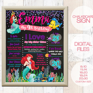 Mermaid Birthday Chalkboard Sign- Mermaid Poster- Mermaid Sign - Mermaid Chalkboard Poster - Mermaid Birthday Printable