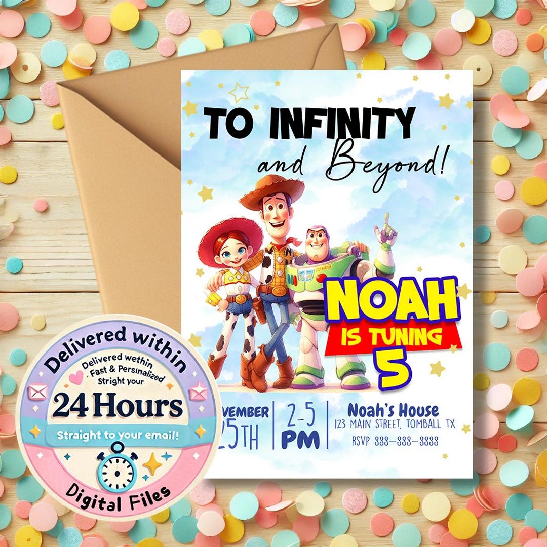 Toy Story Birthday Invitation Personalized Printable Party Invite
