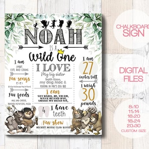 Where the Wild things are Birthday Board, 1st birthday, Customizable Printable