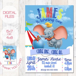 Dumbo Invitation - Dumbo Birthday invitation - Dumbo Invite - Dumbo Circus - Dumbo Party