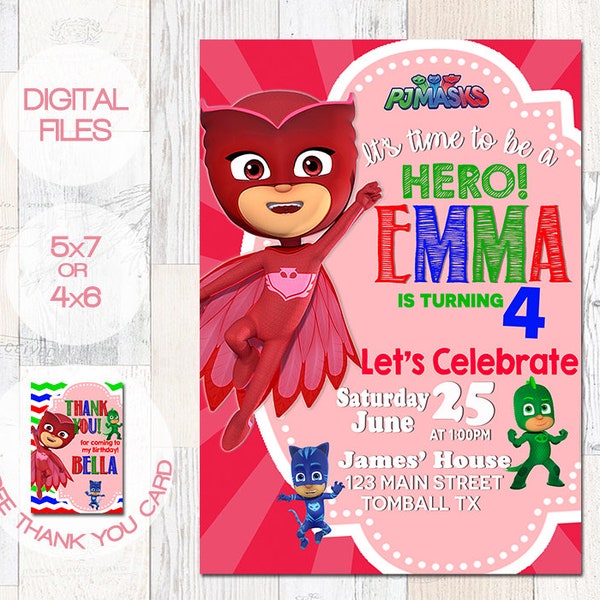 Pj Masks invitation - Pj Masks birthday - Pj Masks Birthday Invitation