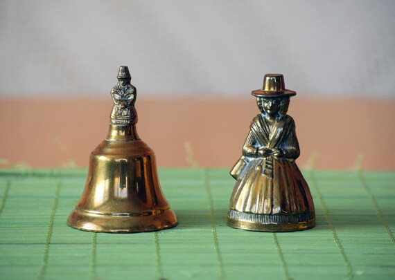 Brass Bell Figures Couple Brass Bells Vintage Brass Bell Etsy
