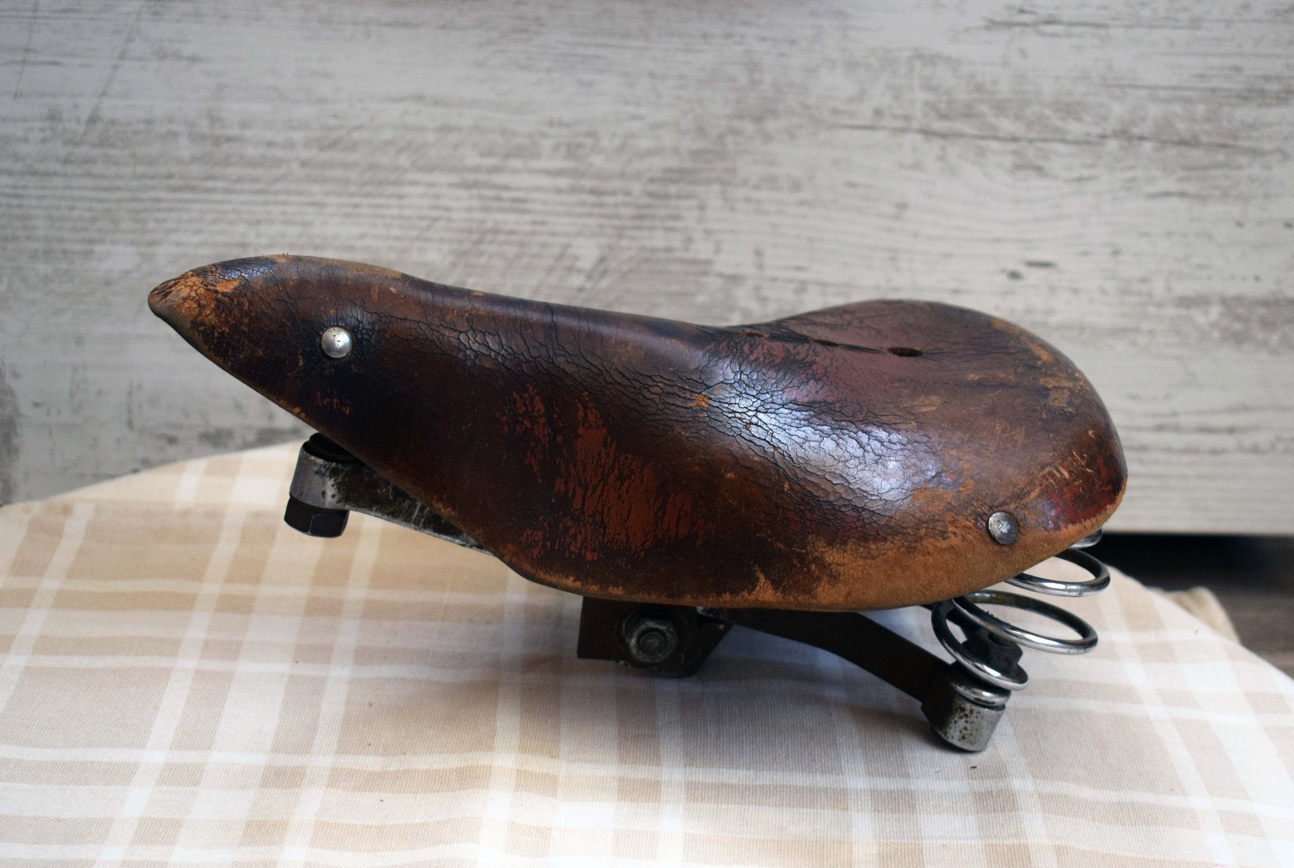 Bike seat Vintage bicycle seat Brown leather bicycle seat Etsy