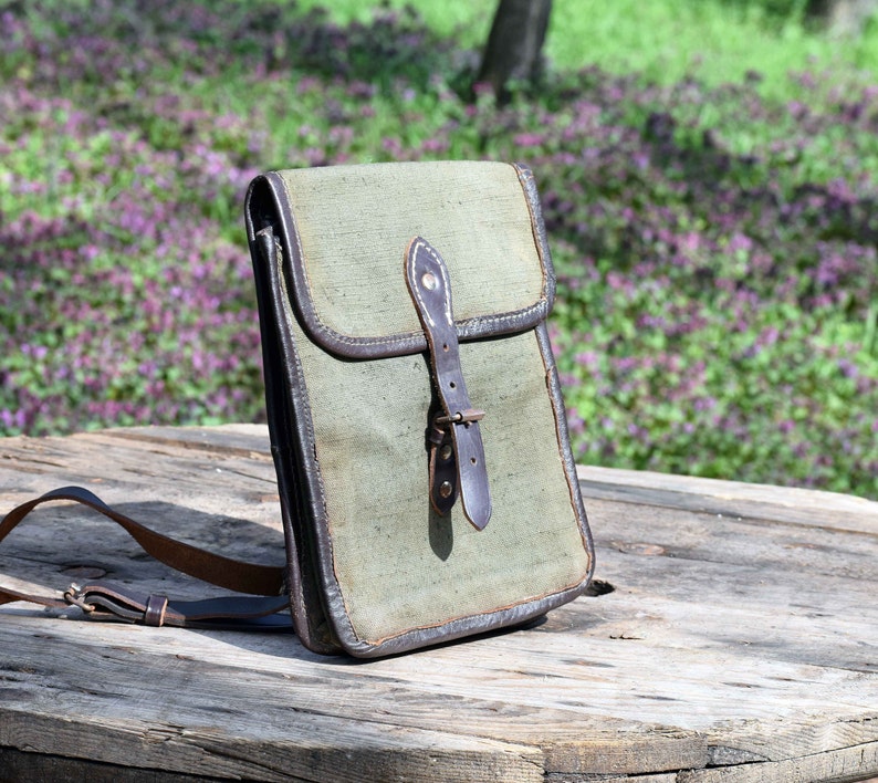 Vintage Army Canvas Bag Military Shoulder Bag Military Green Etsy
