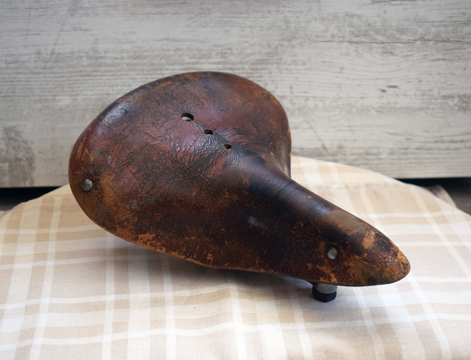 vintage leather bike seat
