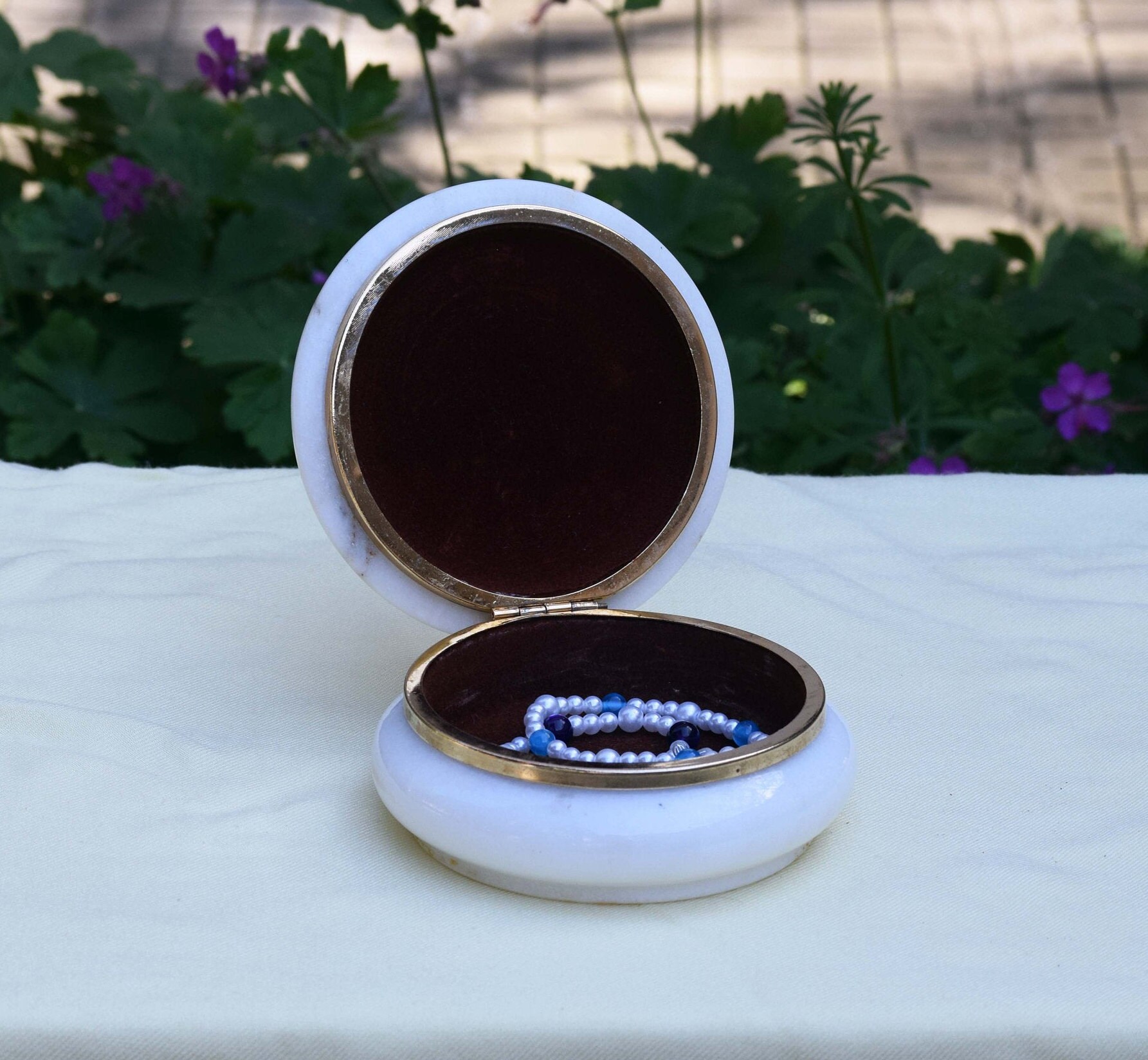 Marble Jewelry Box Vintage Luxury Jewelry Box Round Jewelry Etsy UK