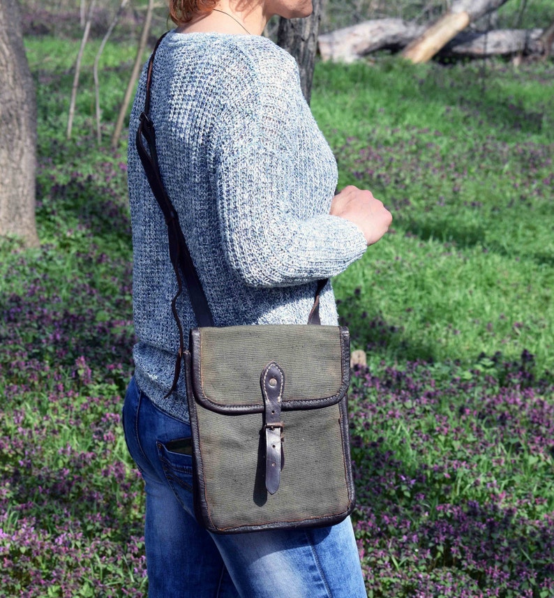 Vintage Army Canvas Bag Military Shoulder Bag Military Green Etsy