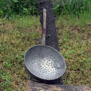Vintage metal colander, Metal strainer, Old strainer, Cottage strainer, Kitchen strainer, Food colander