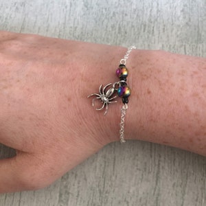 Simple silver spider halloween bracelet, gothic spider costume jewellery, halloween jewellery gift for sister, layering bracelet. image 7