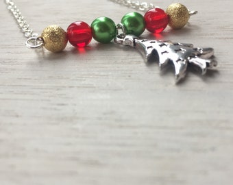 Christmas Tree Bracelet, green red and gold bracelet, Christmas tree charm bracelet, ladies christmas bracelet, stocking filler gift