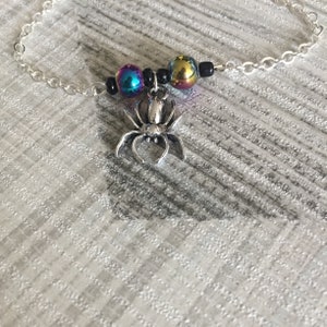 Simple silver spider halloween bracelet, gothic spider costume jewellery, halloween jewellery gift for sister, layering bracelet. image 2