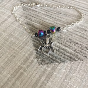 Simple silver spider halloween bracelet, gothic spider costume jewellery, halloween jewellery gift for sister, layering bracelet. image 1