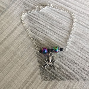 Simple silver spider halloween bracelet, gothic spider costume jewellery, halloween jewellery gift for sister, layering bracelet. image 6