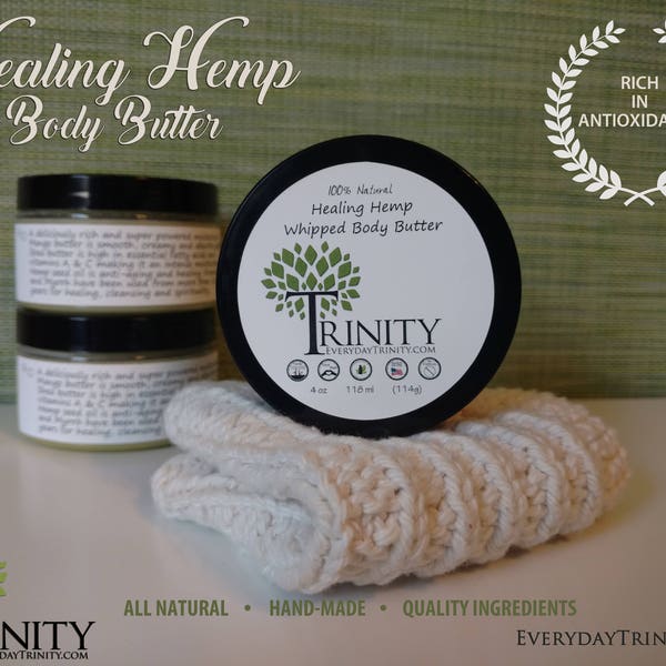 Healing Hemp Body Butter // Hand & Body Lotion // All Natural // Luxurious Whipped Lotion// No Chemicals // Cruelty Free // GMO Free