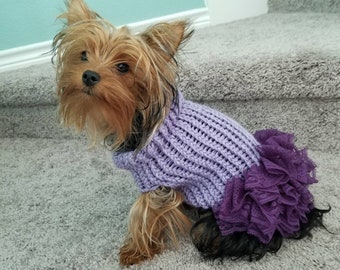 Dog sweater, cute dog sweater, lavender sweater, yorkie, puppy, small dog, warm pet sweater, cold wear for dogs, Small dog sweater