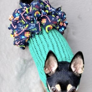 Dog sweater tutu, cute dog or cat sweater, hand knitted, chihuahua, yorkie, puppy, small dog, warm pet sweater, cold wear for dogs