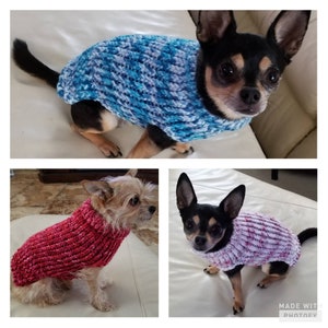 Dog sweater, cute dog sweater, hand knitted, chihuahua, yorkie, puppy, small dog, warm pet sweater, cold wear for dogs