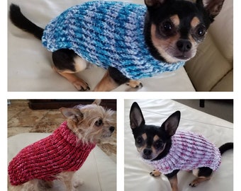 Dog sweater, cute dog sweater, hand knitted, chihuahua, yorkie, puppy, small dog, warm pet sweater, cold wear for dogs