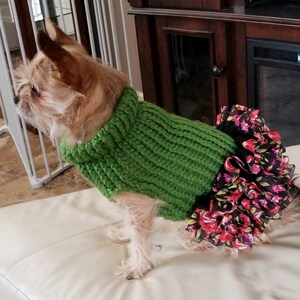 Dog sweater tutu, cute dog or cat sweater, hand knitted, chihuahua, yorkie, puppy, small dog, warm pet sweater, cold wear for dogs