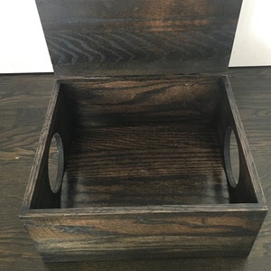 Custom made cord and wire organizer box. Conceals drives, routers and modems. Solid oak. Contact me for custom sizes, access holes, stains.