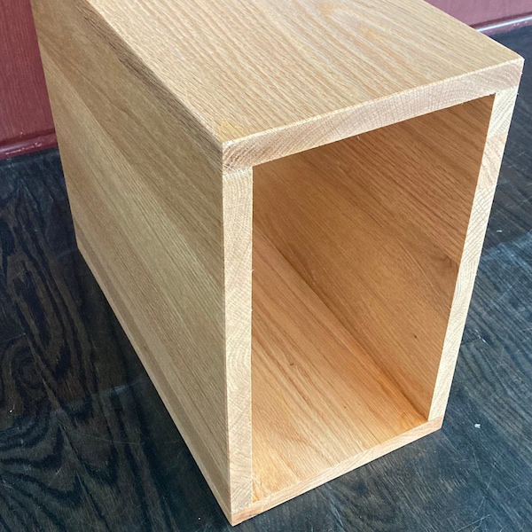 Custom made solid oak storage bin. Contact me for sizes, quantities, stain or paint colors. Open cube storage perfect for desktop storage.