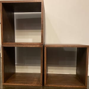 Set of 3 solid oak custom handmade storage bins. Contact me for custom quantities, sizes, stain colors,, finishes and more. Prices vary.