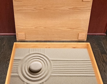 Custom made solid pine Zen garden box with lid. Contact me for custom sizes, stain colors. For mindfulness, meditation and calm.