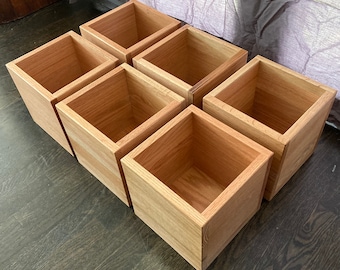 Set of 6 custom made solid oak storage bins. Contact me for custom sizes, quantities, stains. Free shipping