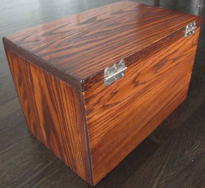 Solid Oak Storage Box With Hinged Lid. Custom Size and Finish Etsy