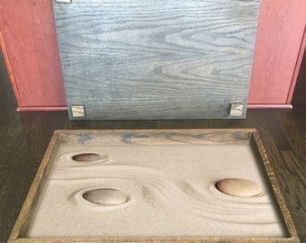 Custom made solid pine Zen garden box with lid. Contact me for custom sizes, stain colors. For mindfulness, meditation and calm.