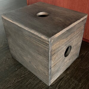 Custom made solid oak cable management box. Contact me for custom size, access holes, stain colors. For cords, cables, wires, electronics.