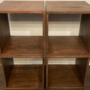 Set of 4 solid oak custom handmade storage bins. Contact me for custom quantities, sizes, stain colors,, finishes and more. Prices vary.