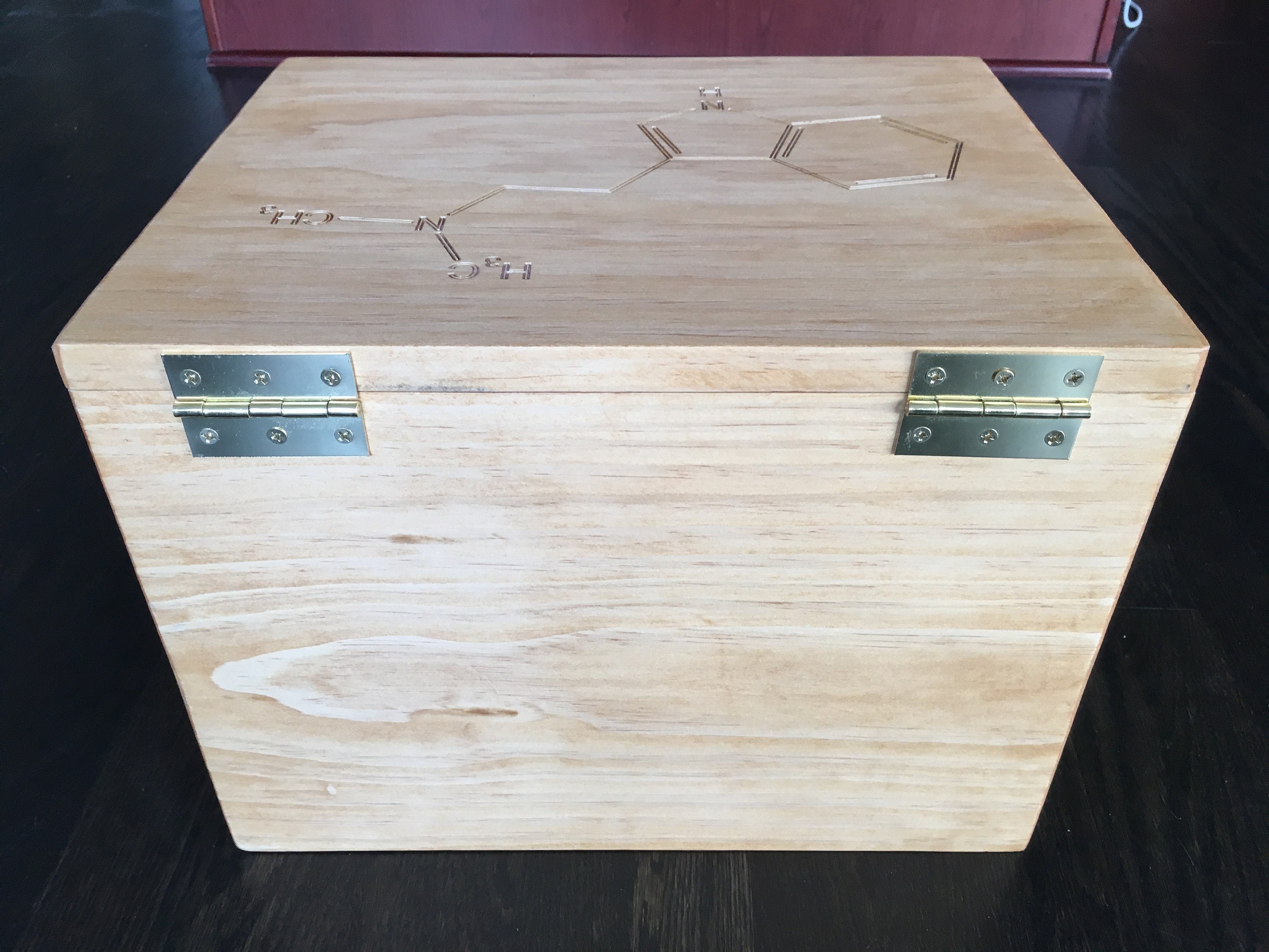 Custom made pine box with personalized engraving. Contact me Etsy