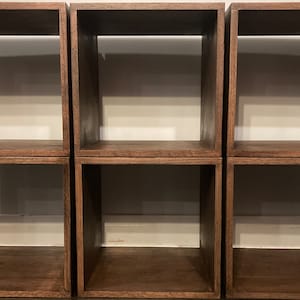 Set of 6 solid oak custom handmade storage bins. Contact me for custom quantities, sizes, stain colors,, finishes and more. Prices vary.