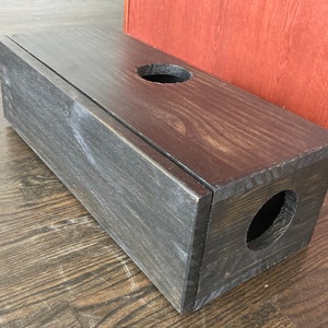 Custom made to order cord, wire and cable organizer box. Made from solid pine. Contact me for sizes, number of access holes, stains, etc.