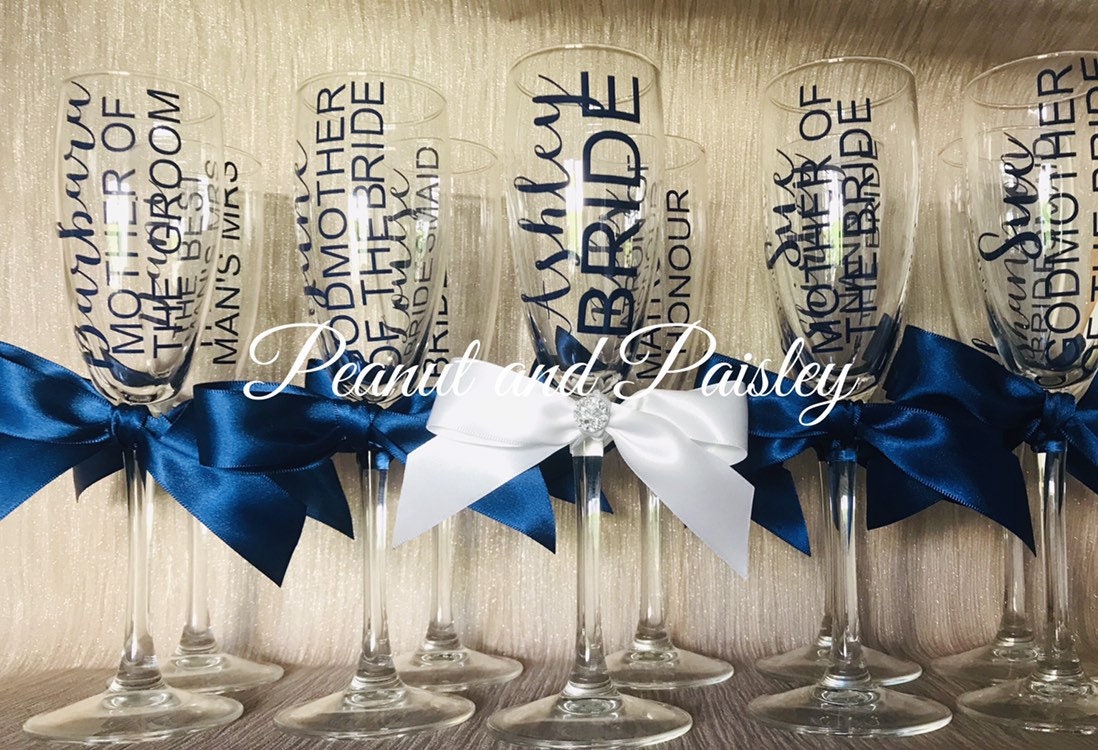 Bridesmaid Bride champagne flutes Etsy