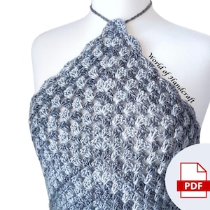 Backless Triangle Halter Top Crochet PDF PATTERN for sizes S/M with Video Tutorial