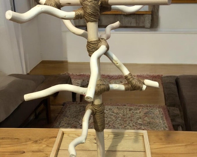 1.5 ft. Play-stand, Standard size Natural Wood, Conure, Cockatiel, Budgie